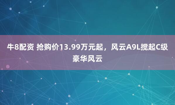 牛8配资 抢购价13.99万元起，风云A9L搅起C级豪华风云